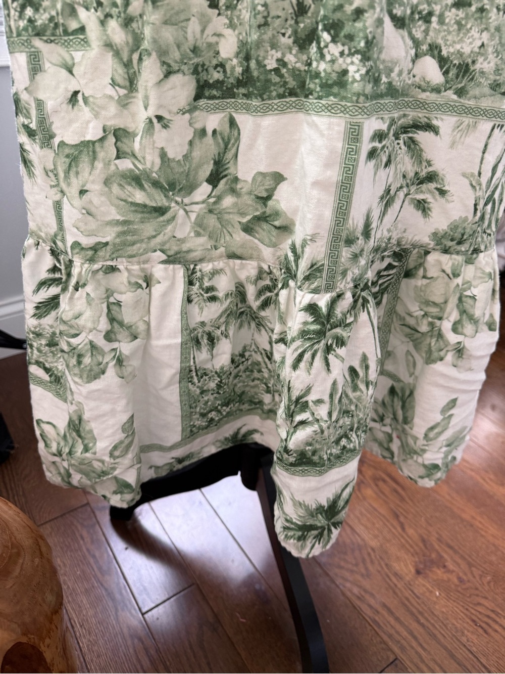 Rachel Zoe Linen Blend Cream and Green Tropical Print Skirt Size Medium - Picture 3 of 6